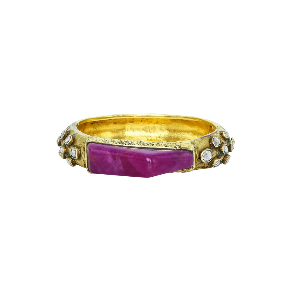 Ruby colourstone Bangle with Polki Diamonds